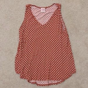 Burnt Red and Cream Polkadot Tank Top, 2X